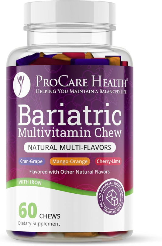 Bariatric Multivitamin Soft Chews with 22.5mg Iron | Individually Wrapped | Multi-Flavor | 60 Count