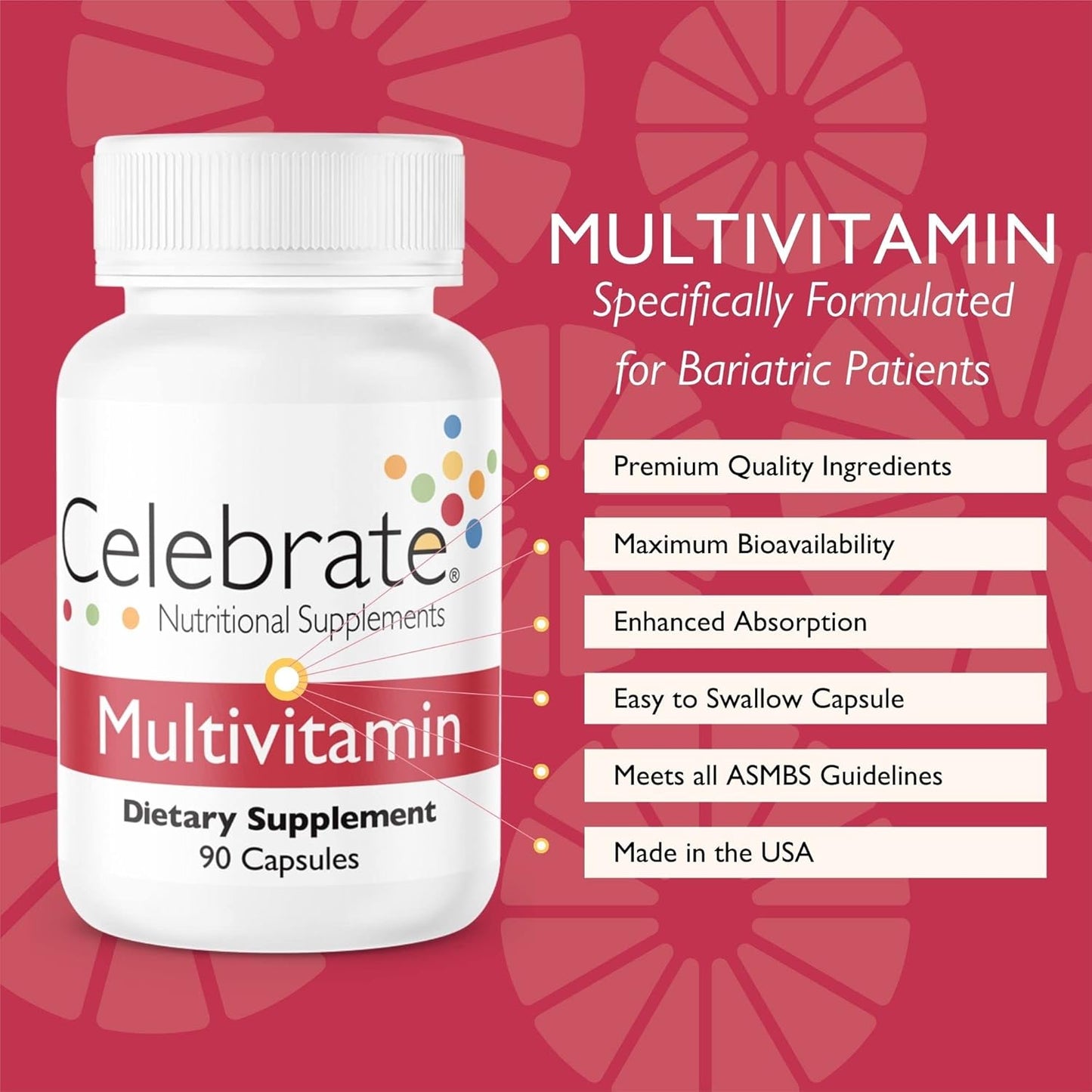 Bariatric Multivitamin Supplement - Iron Free for Men & Women - Essential Minerals & Vitamins A, B, D & E - Post Gastric Bypass & Sleeve Gastrectomy (90 Capsules)