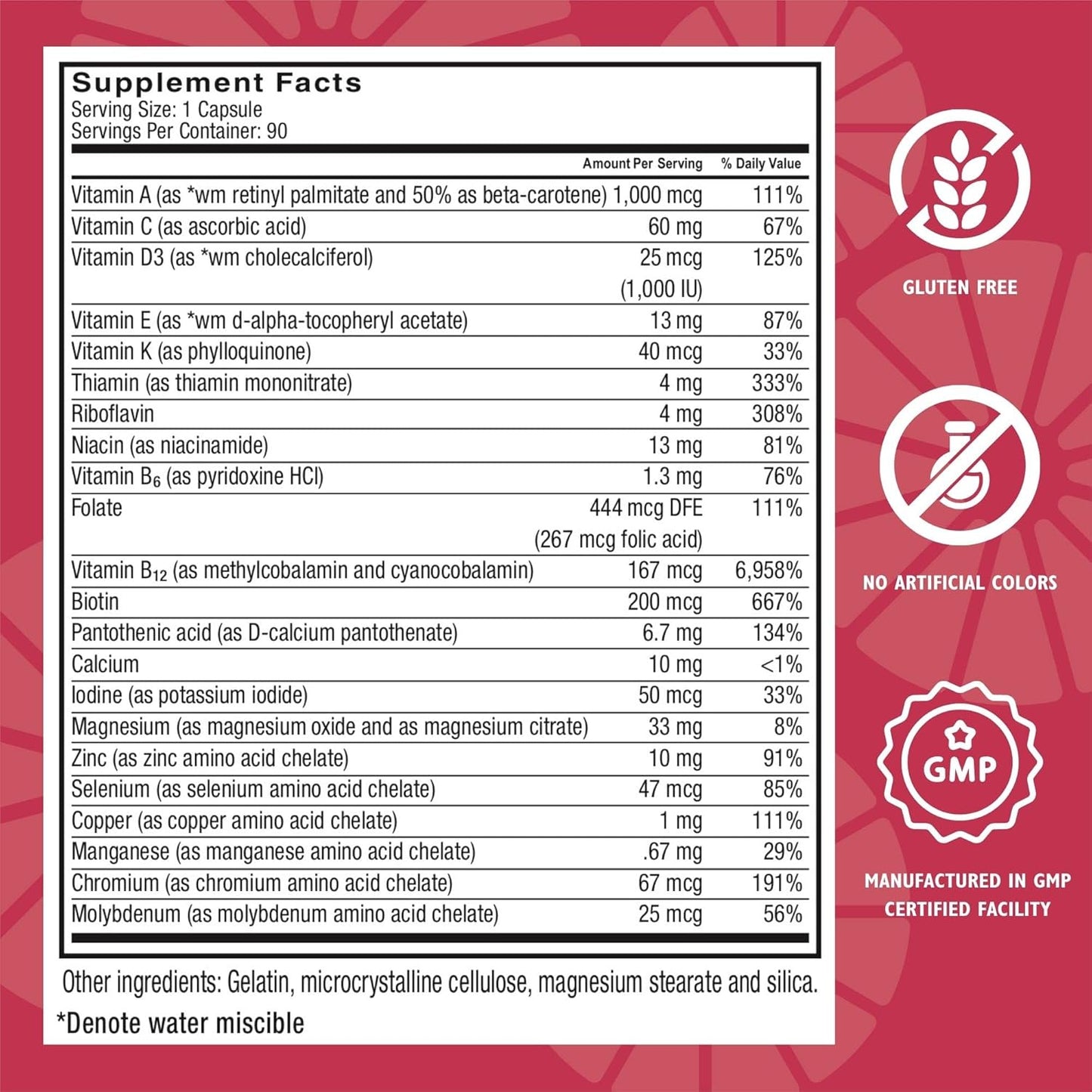 Bariatric Multivitamin Supplement - Iron Free for Men & Women - Essential Minerals & Vitamins A, B, D & E - Post Gastric Bypass & Sleeve Gastrectomy (90 Capsules)