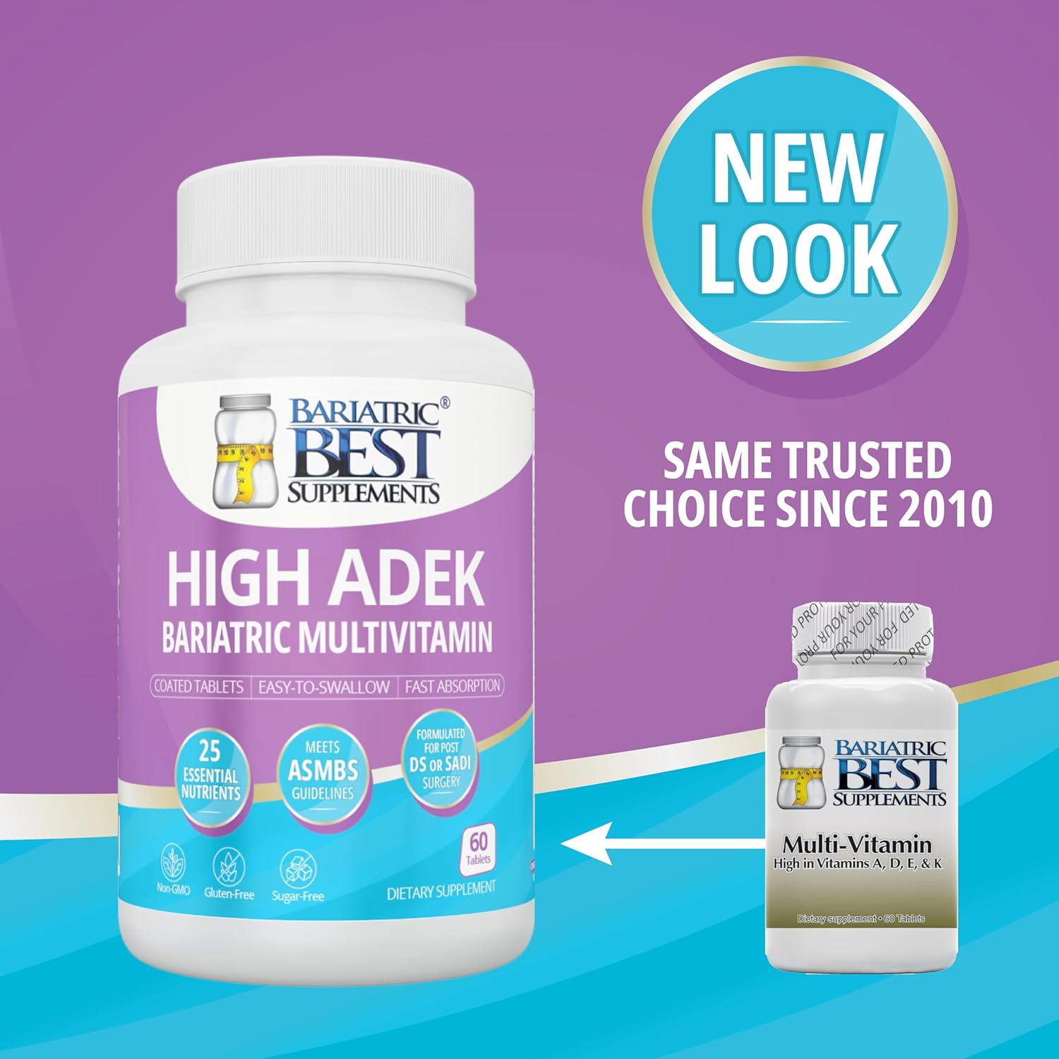 Bariatric Multivitamin with 25 Essential Nutrients for Post-Weight Loss Surgery - 60 Tablets, Meets ASMBS Guidelines