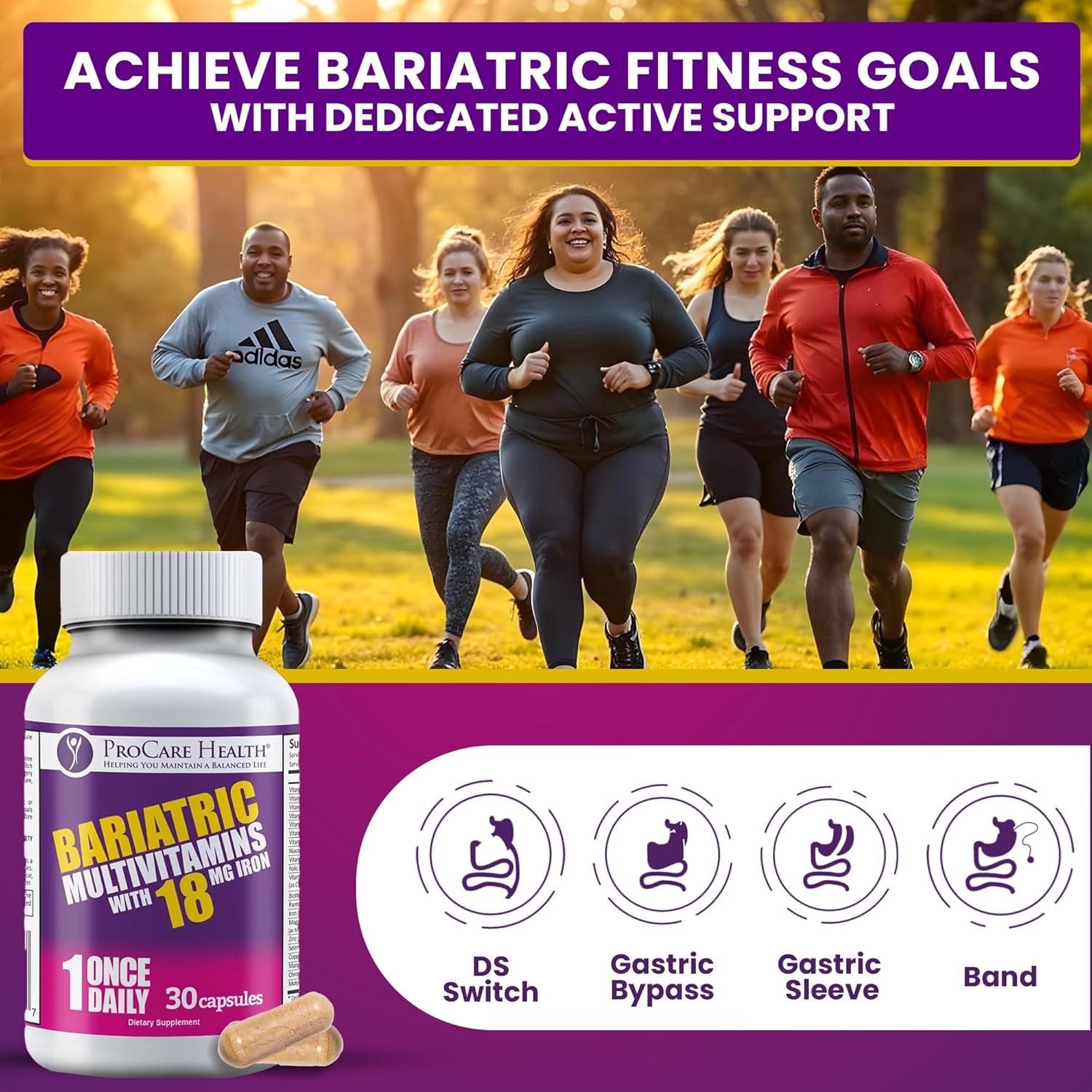 Bariatric Multivitamin with Iron 18mg - Easy to Swallow Capsules for Post-Op Gastric Bypass Patients - Sleeve Patients Must-Have (30ct)