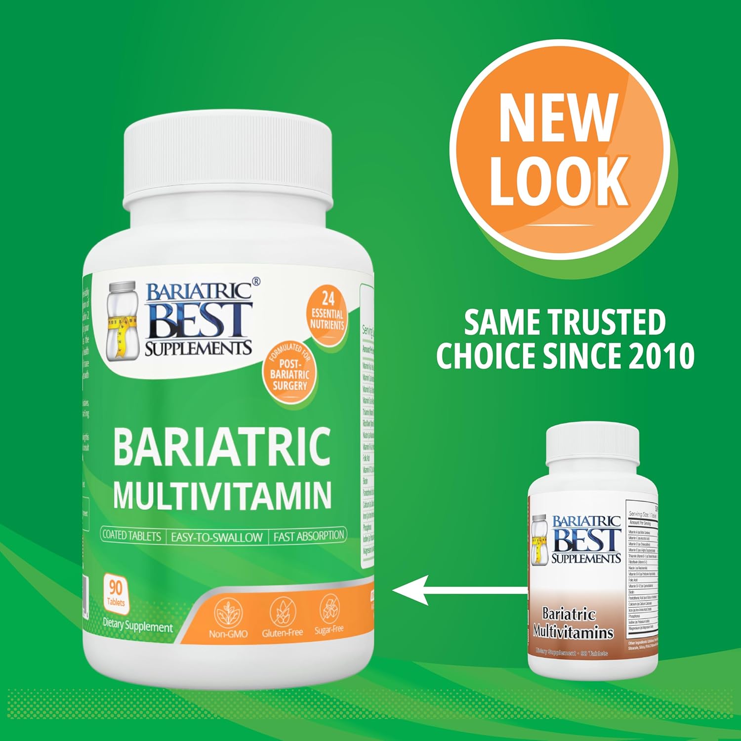 Bariatric Multivitamin with Iron for Post-Op Energy, 90 Tablets, 24 Essential Nutrients for Gastric Bypass & Sleeve Surgery