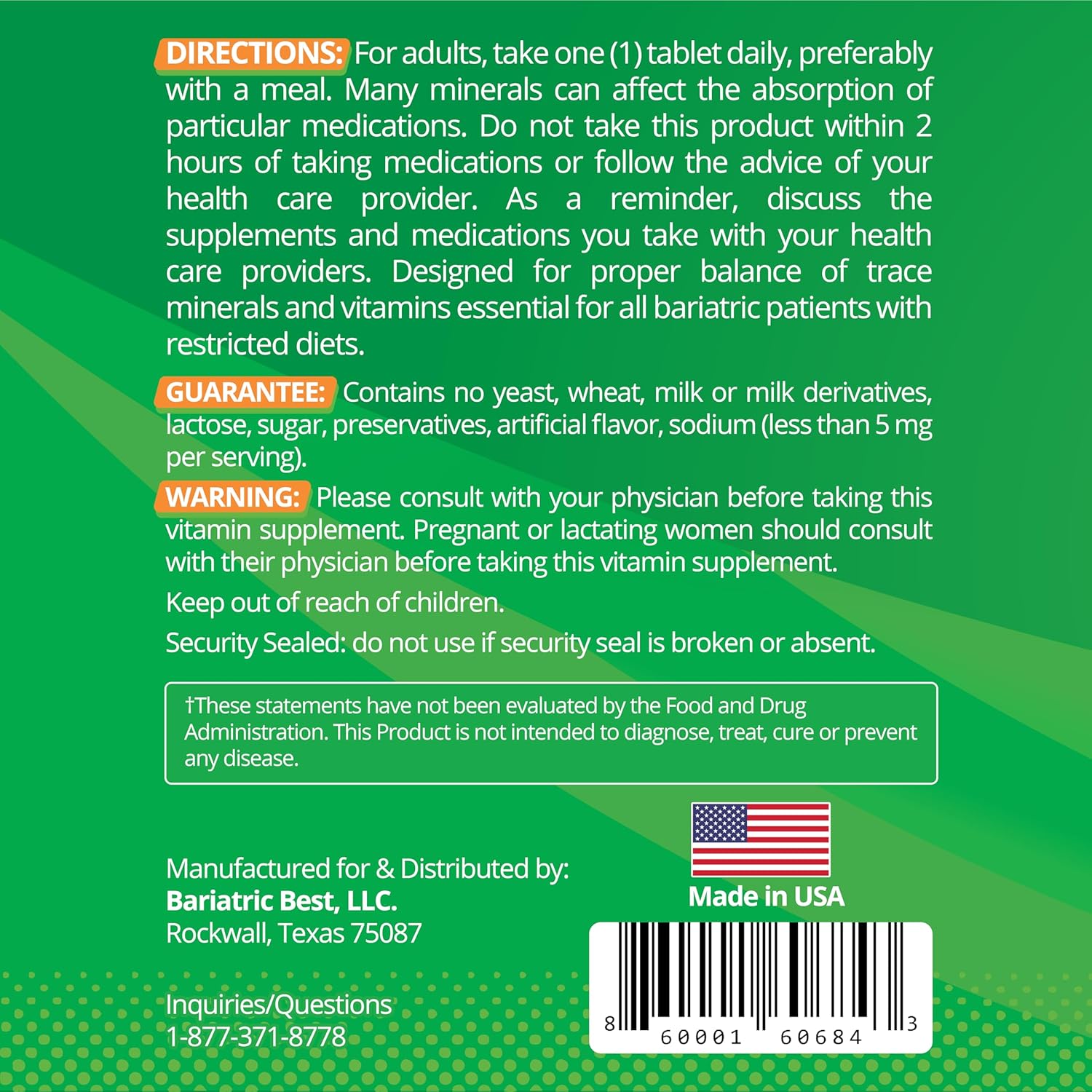 Bariatric Multivitamin with Iron for Post-Op Energy, 90 Tablets, 24 Essential Nutrients for Gastric Bypass & Sleeve Surgery