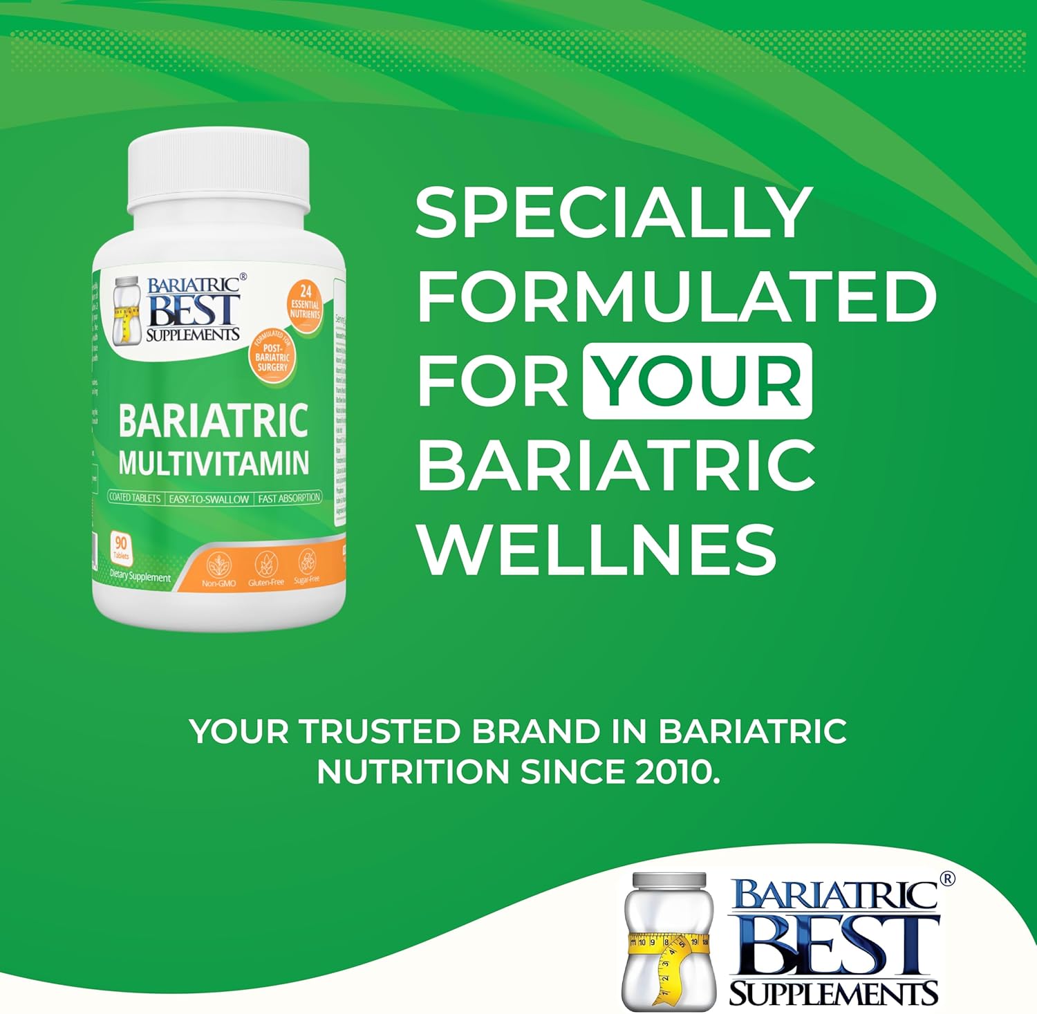 Bariatric Multivitamin with Iron for Post-Op Energy, 90 Tablets, 24 Essential Nutrients for Gastric Bypass & Sleeve Surgery