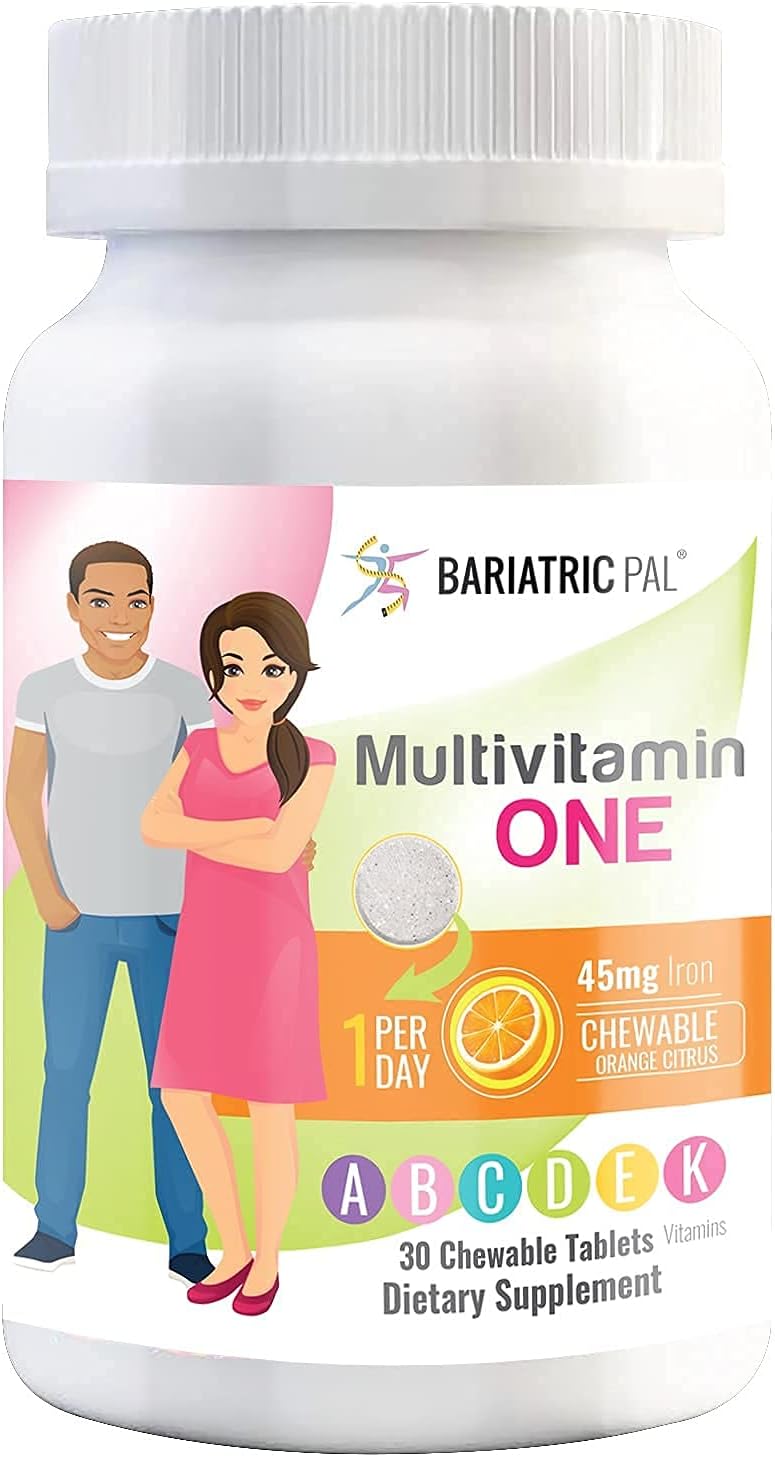 BariatricPal 30-Day Vitamin Bundle: Multivitamin & Iron Chewables - Orange Citrus, Calcium Citrate Soft Chews with Probiotics - Caramel Apple