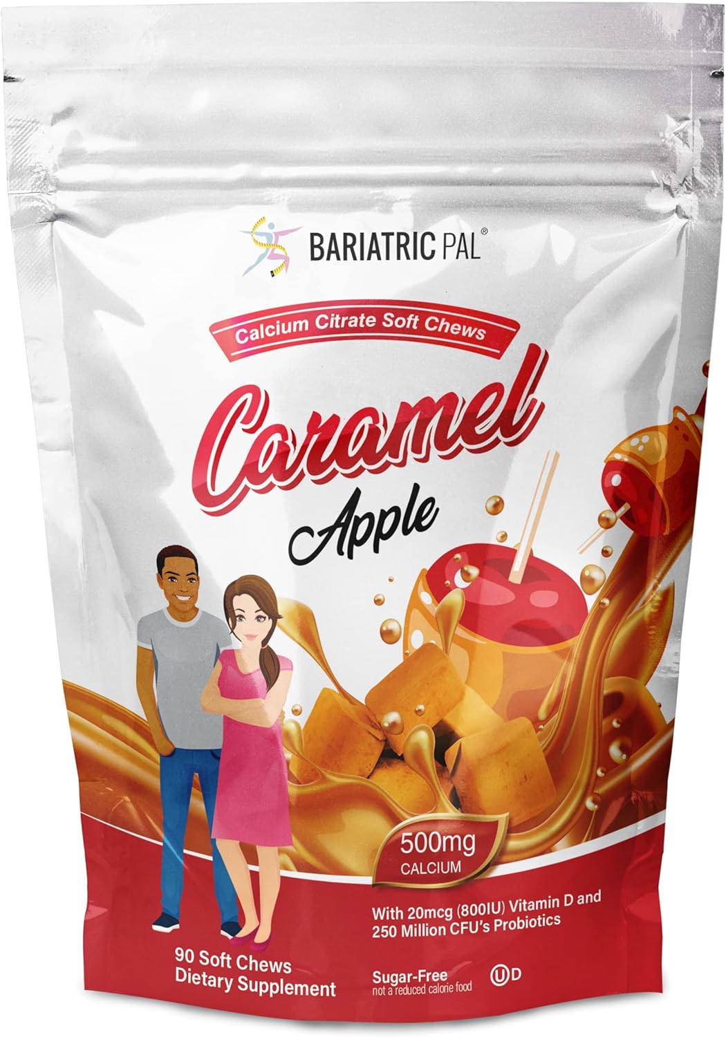 BariatricPal 30-Day Vitamin Bundle: Multivitamin & Iron Chewables - Orange Citrus, Calcium Citrate Soft Chews with Probiotics - Caramel Apple