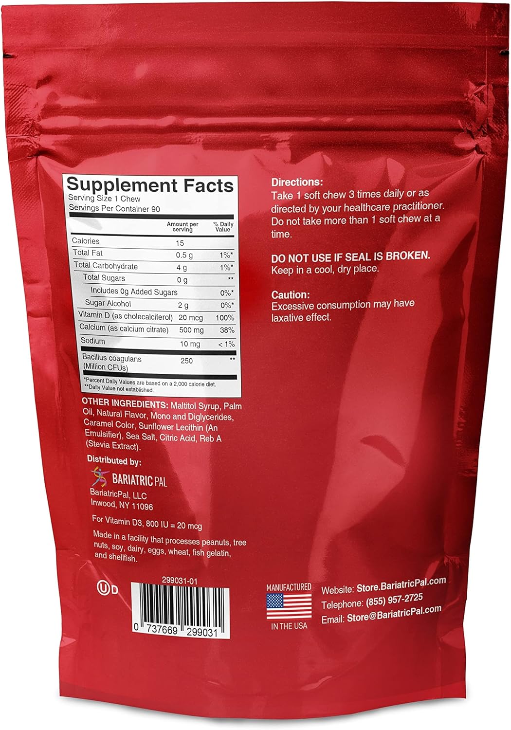 BariatricPal 30-Day Vitamin Bundle: Multivitamin & Iron Chewables - Orange Citrus, Calcium Citrate Soft Chews with Probiotics - Caramel Apple