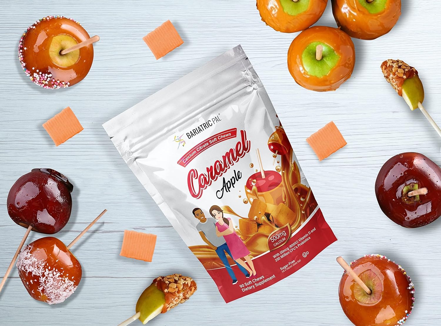 BariatricPal 30-Day Vitamin Bundle: Multivitamin & Iron Chewables - Orange Citrus, Calcium Citrate Soft Chews with Probiotics - Caramel Apple