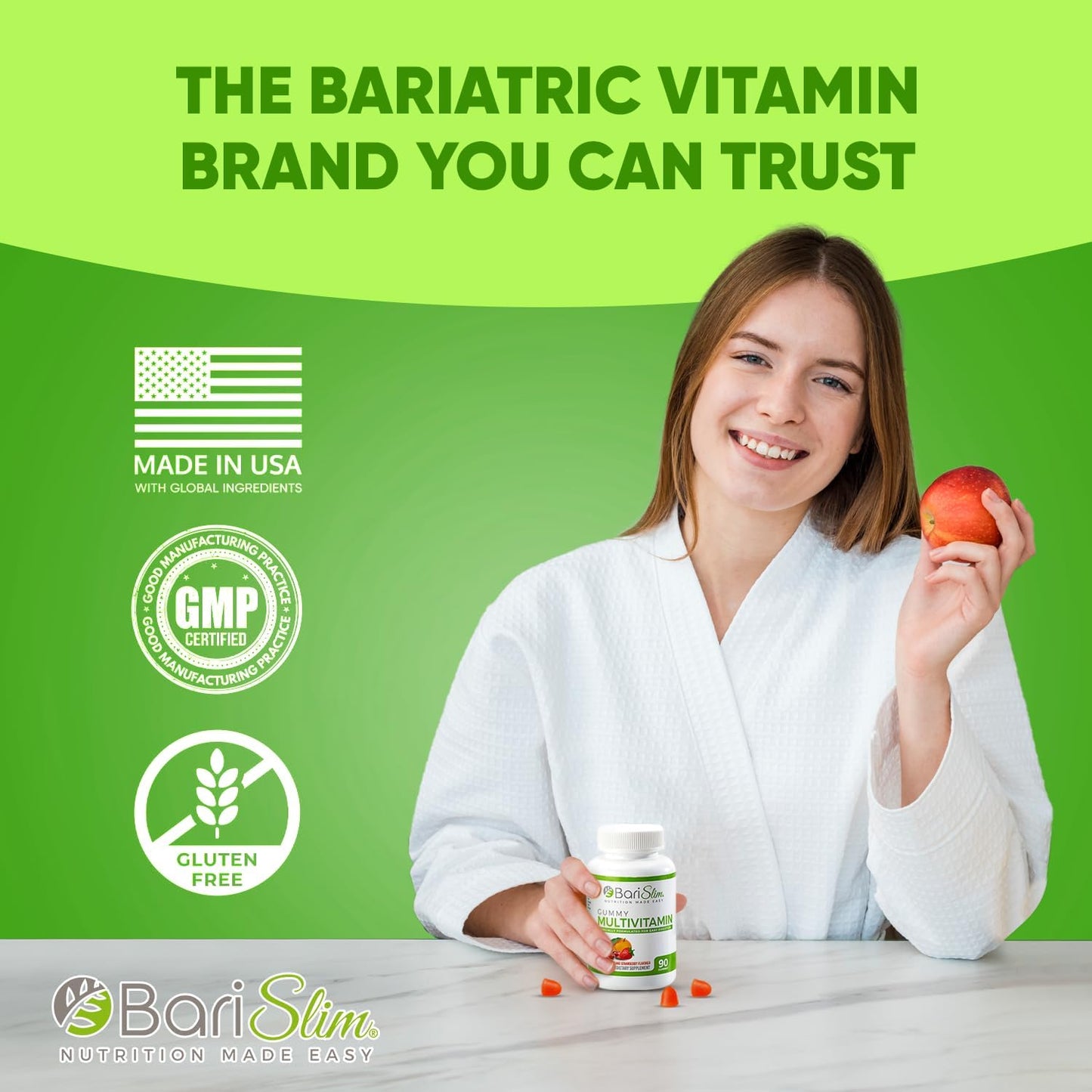 BariSlim Bariatric Chewable Multivitamin Gummies - Digestible Fruit Flavored Vitamins for Weight Loss Surgery Patients - 90 Chews