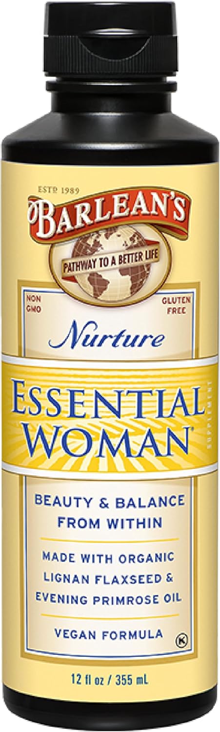 Barlean's Essential Woman Liquid Supplement, Organic Flaxseed & Evening Primrose Oil, Omega 3 6 9, 12 oz