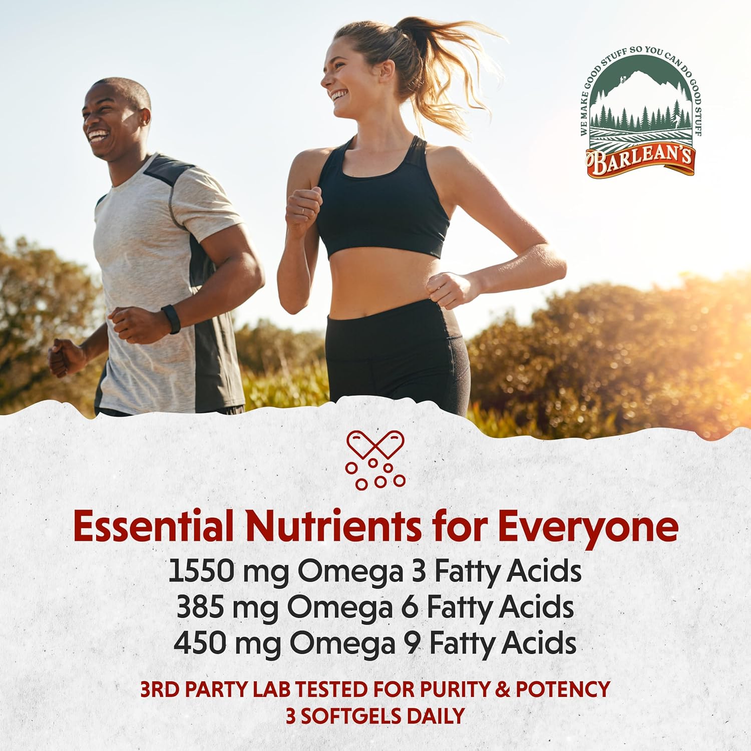 Barlean's Lignan Flaxseed Oil Softgels - Cold-Pressed Supplement with 1,550mg ALA Omega-3 - 1000mg, 100 ct