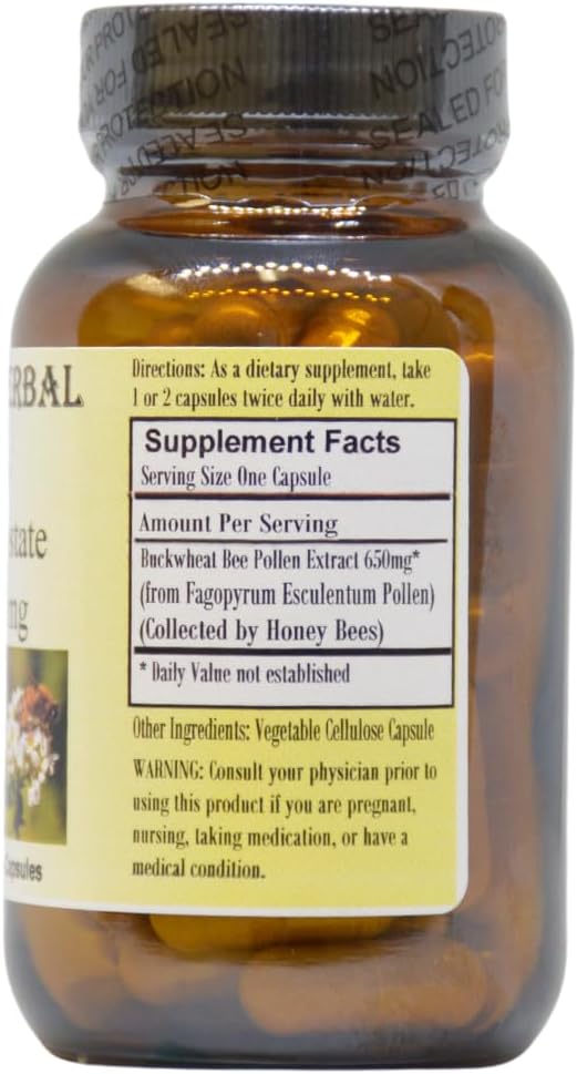 Barlowe's Herbal Elixirs Buckwheat Bee Pollen Supplement for Prostate and Urinary Health - 60 Capsules (750mg) Vegan, Halal, Kosher, Non-GMO