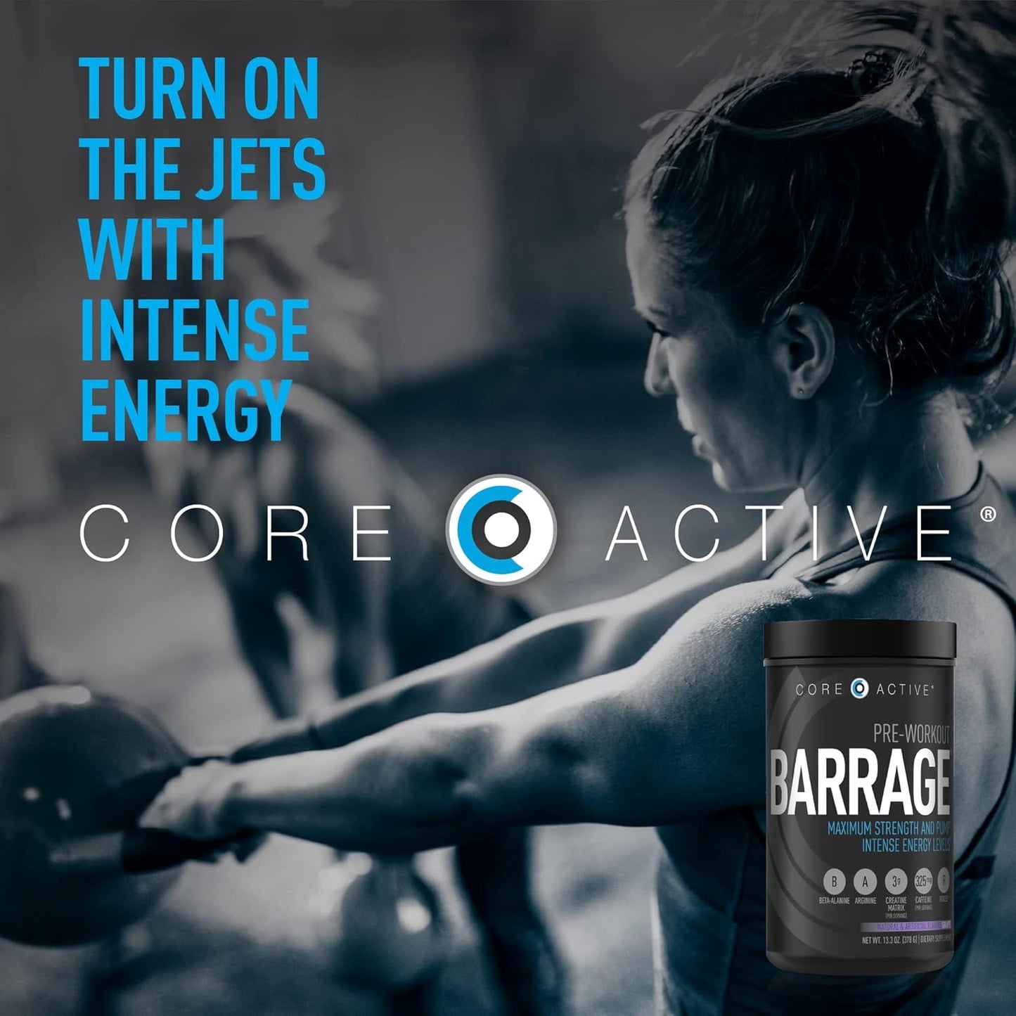 Barrage Pre Workout Powder - Ideal Preworkout for Women & Men, Creatine, Beta Alanine, Agmatine Sulfate, & Caffeine - Muscle Builder with Intense Energy - Grape Flavor (30 Servings)