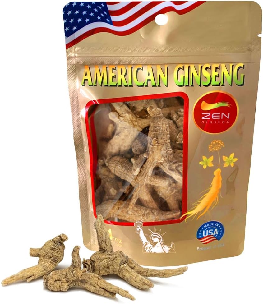 Barrel Root Ginseng 4 oz Bag - Untrimmed American Ginseng for Soup, Tea, Coffee, Smoothies - Non-GMO, Gluten Free