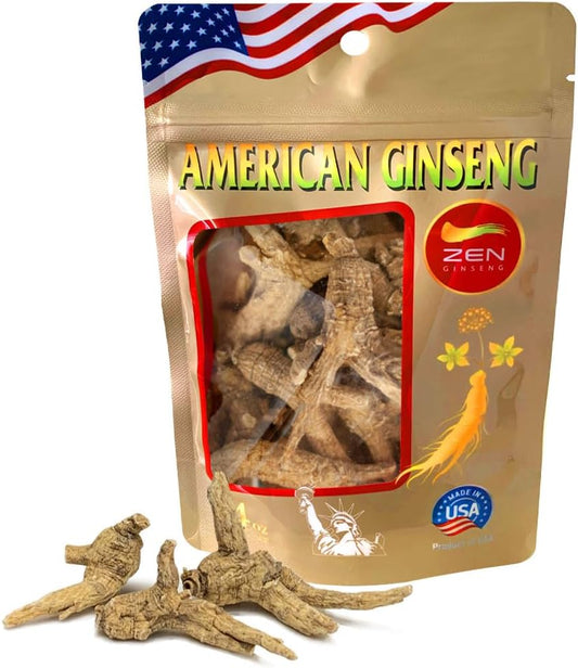 Barrel Root Ginseng 4 oz Bag - Untrimmed American Ginseng for Soup, Tea, Coffee, Smoothies - Non-GMO, Gluten Free
