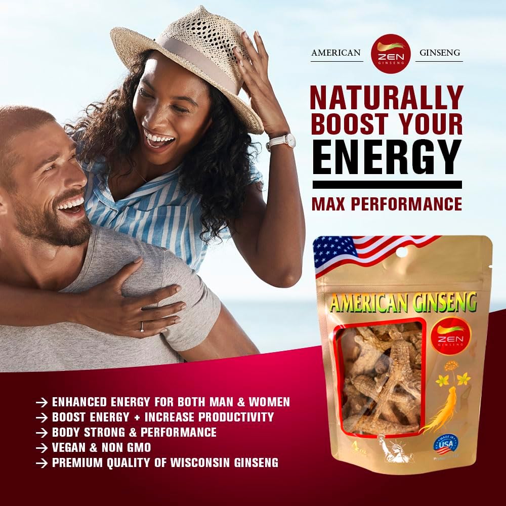 Barrel Root Ginseng 4 oz Bag - Untrimmed American Ginseng for Soup, Tea, Coffee, Smoothies - Non-GMO, Gluten Free