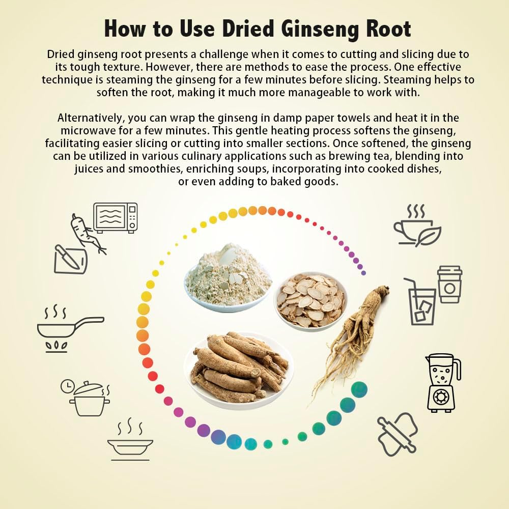 Barrel Root Ginseng 4 oz Bag - Untrimmed American Ginseng for Soup, Tea, Coffee, Smoothies - Non-GMO, Gluten Free