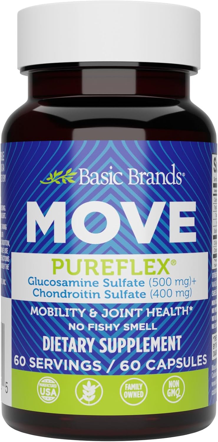 Basic Brands Glucosamine Chondroitin Supplement - 60 Count Bottle for Joint Health