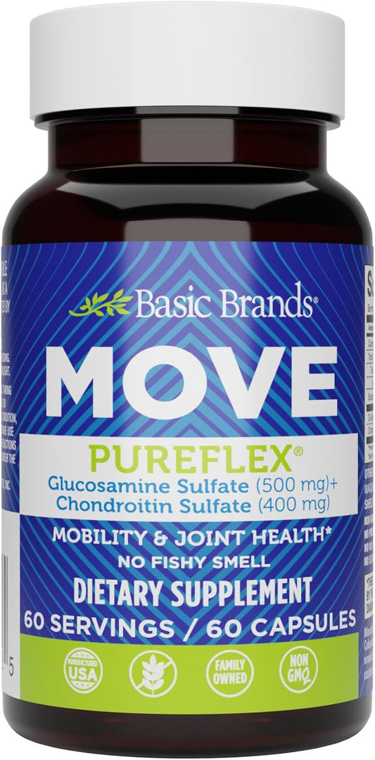 Basic Brands Glucosamine Chondroitin Supplement - 60 Count Bottle for Joint Health