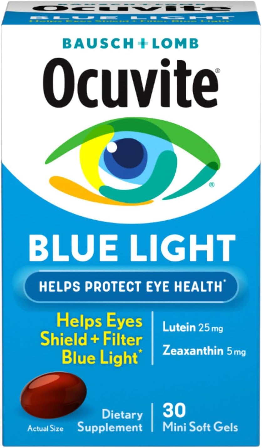 Bausch + Lomb Ocuvite Blue Light Lutein 25mg Softgel Supplement Bundle - 60 Softgels Total