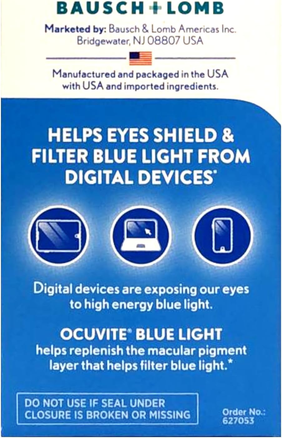 Bausch + Lomb Ocuvite Blue Light Lutein 25mg Softgel Supplement Bundle - 60 Softgels Total