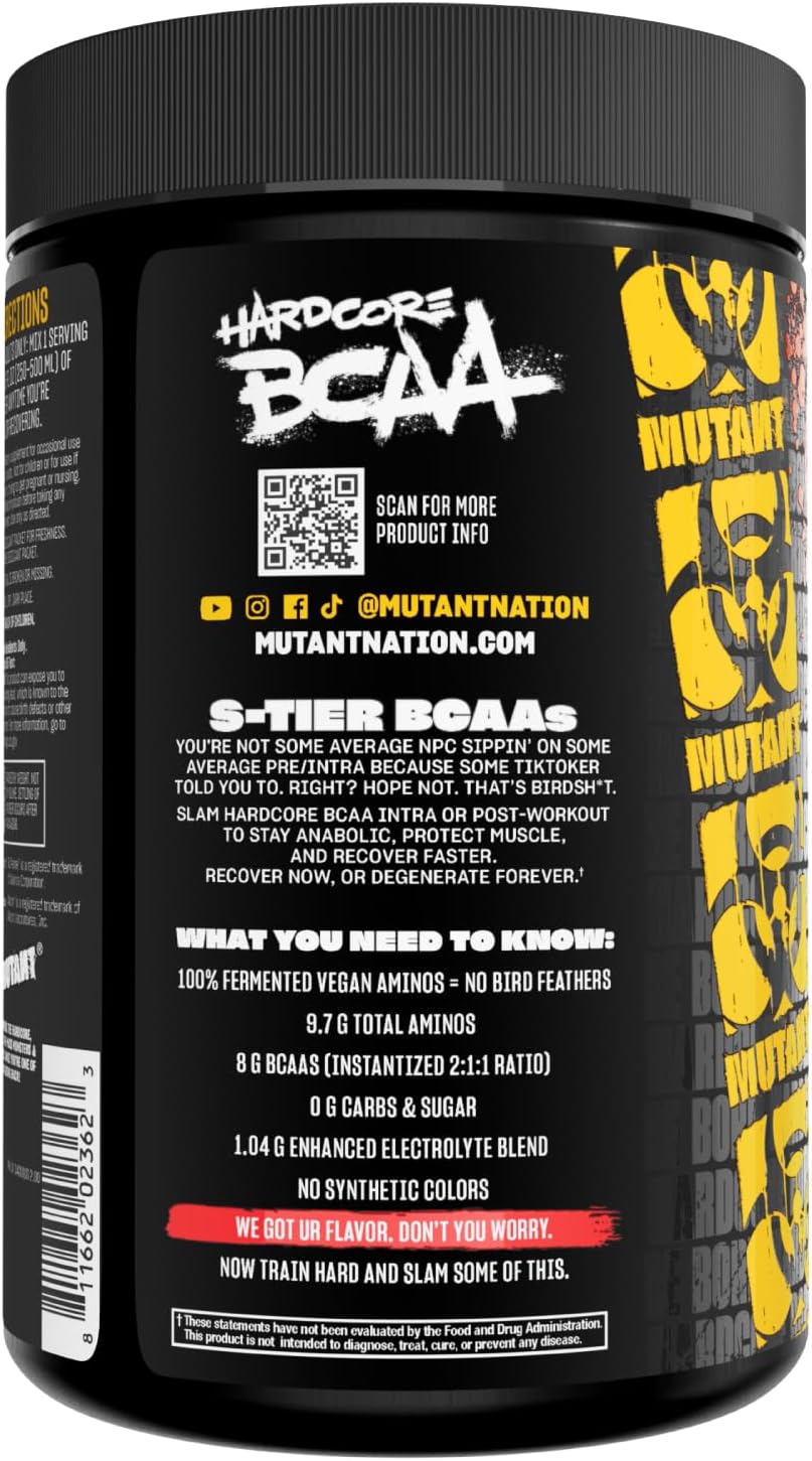 BCAA Next Level: Mutant Hardcore BCAA Supplement for Pre, Intra, or Post Workout - Fruit Punch Flavor - 30 Servings for Hydration and Recovery