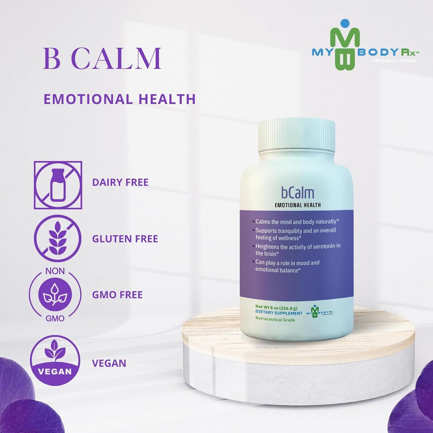 bCalm Vitamin B8 Inositol Supplement by MYBODYRX - Natural Stress Relief Formula for Anxiety and Mood Support