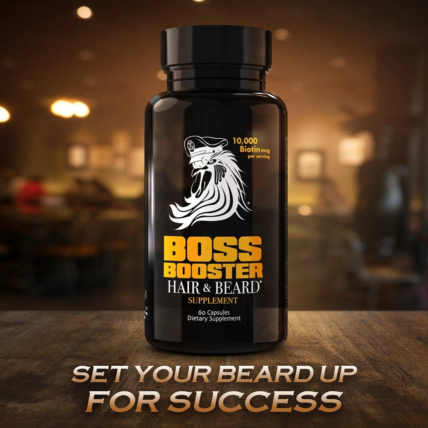Beard Growth Supplement for Men - Bossman Boss Booster with 10,000 MCG Biotin and MSM - Hair Growth Vitamins and Beard Care