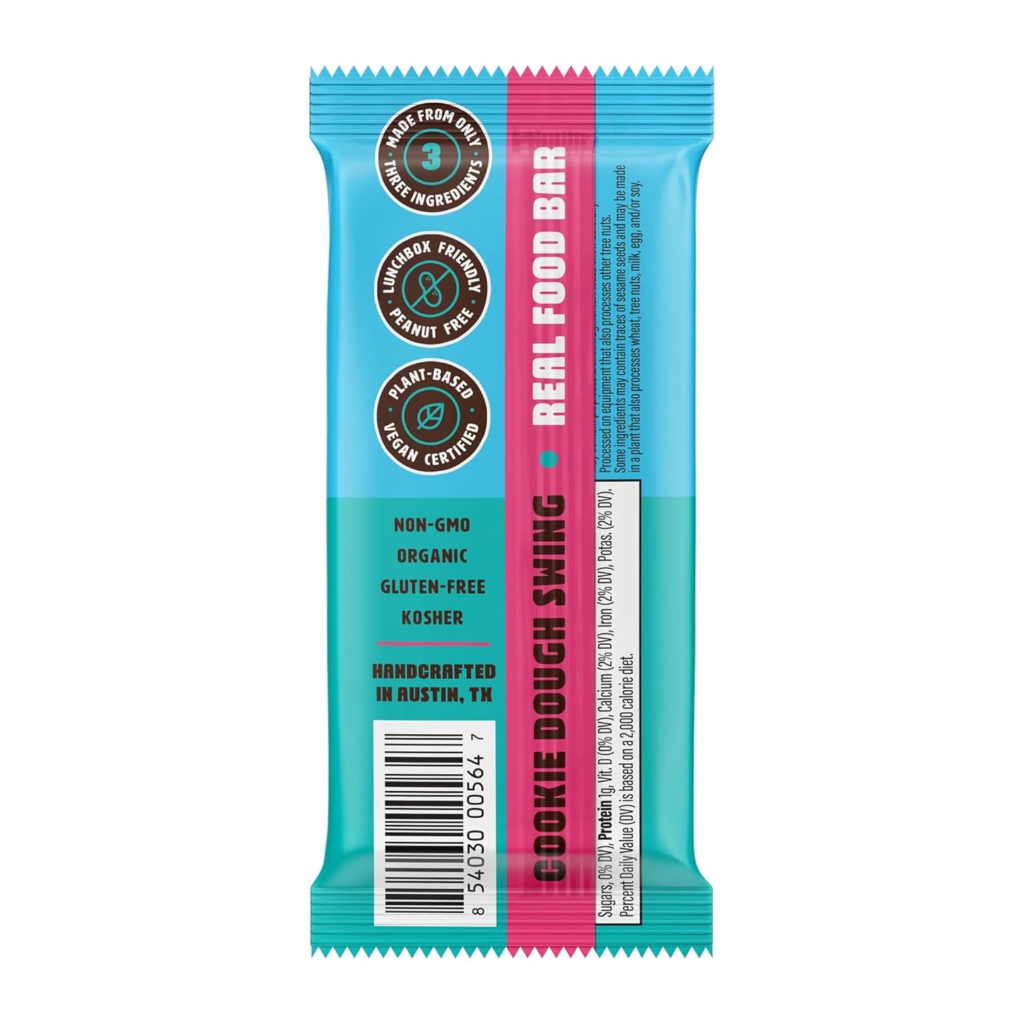 Bearded Brothers Vegan Organic Kids Bar, Cookie Dough (25 Bars) - Gluten Free, Paleo, Whole 30, Soy Free, Non-GMO, Low Glycemic