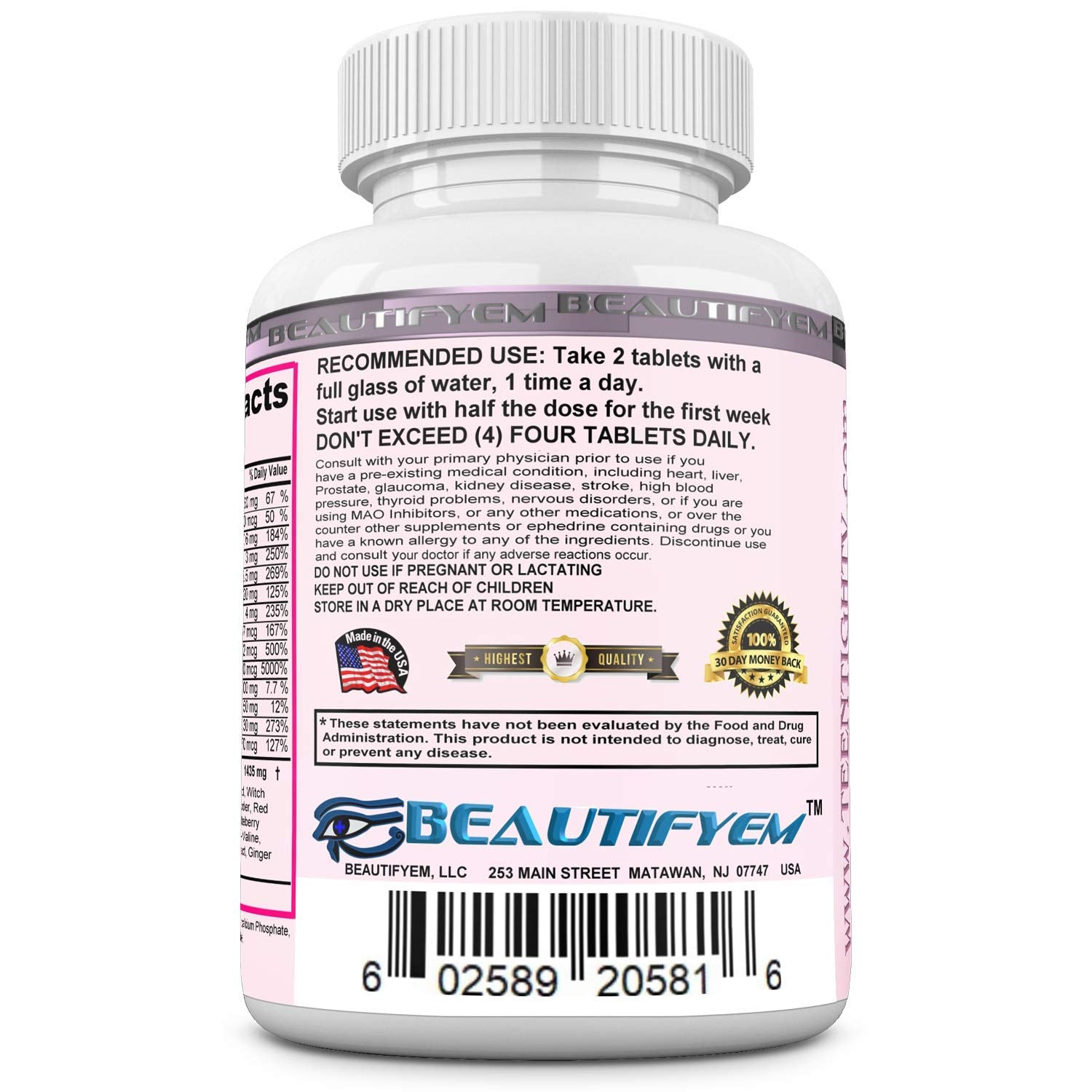 BEAUTIFYEM TEEN TIGHT V Female Vaginal Tightening Pills - Restore Sensitivity & Lubrication with 60 Tablets