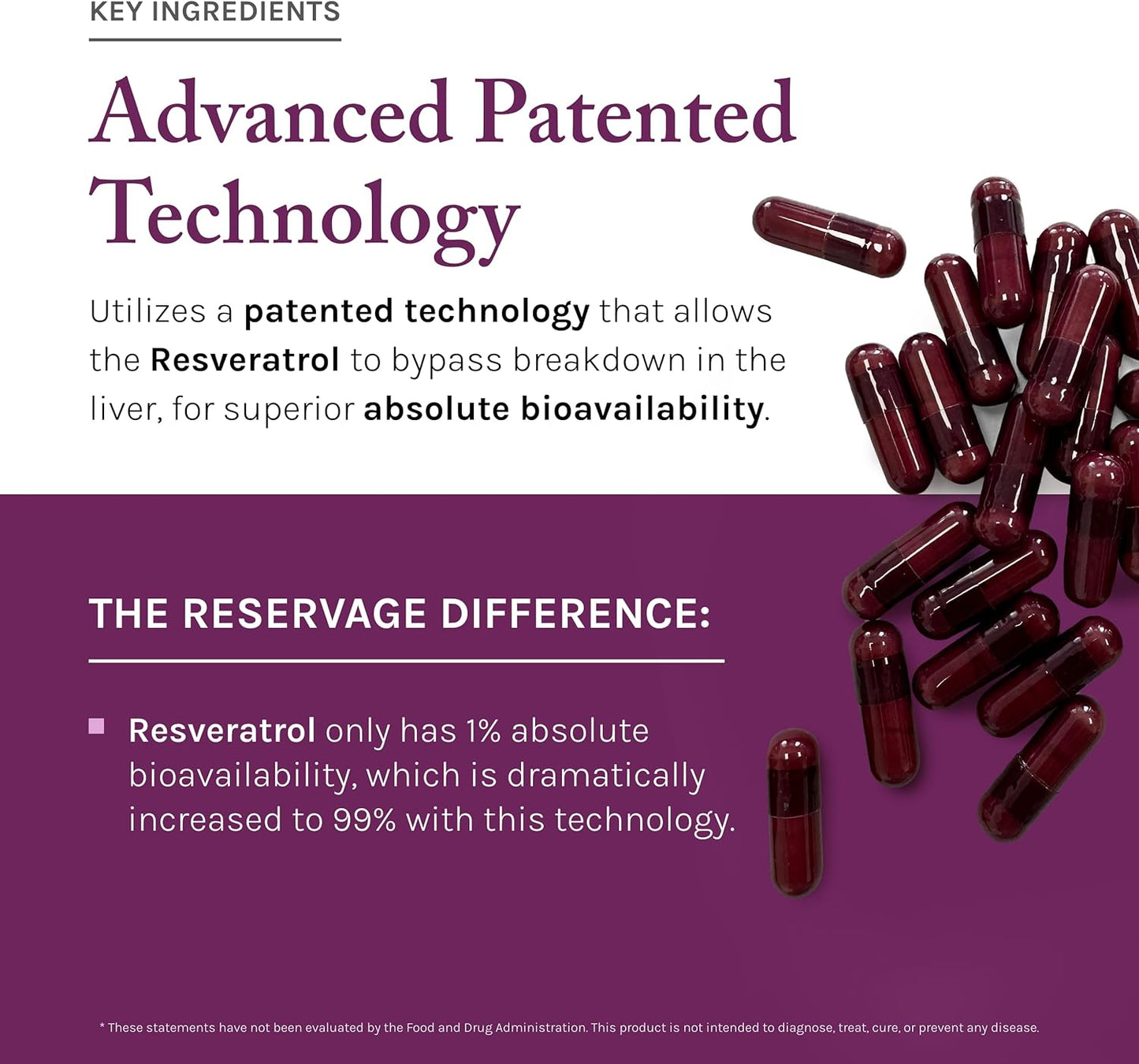 Beauty Resveratrol Plus+ 500mg Capsules with Quercetin for Immune & Brain Health