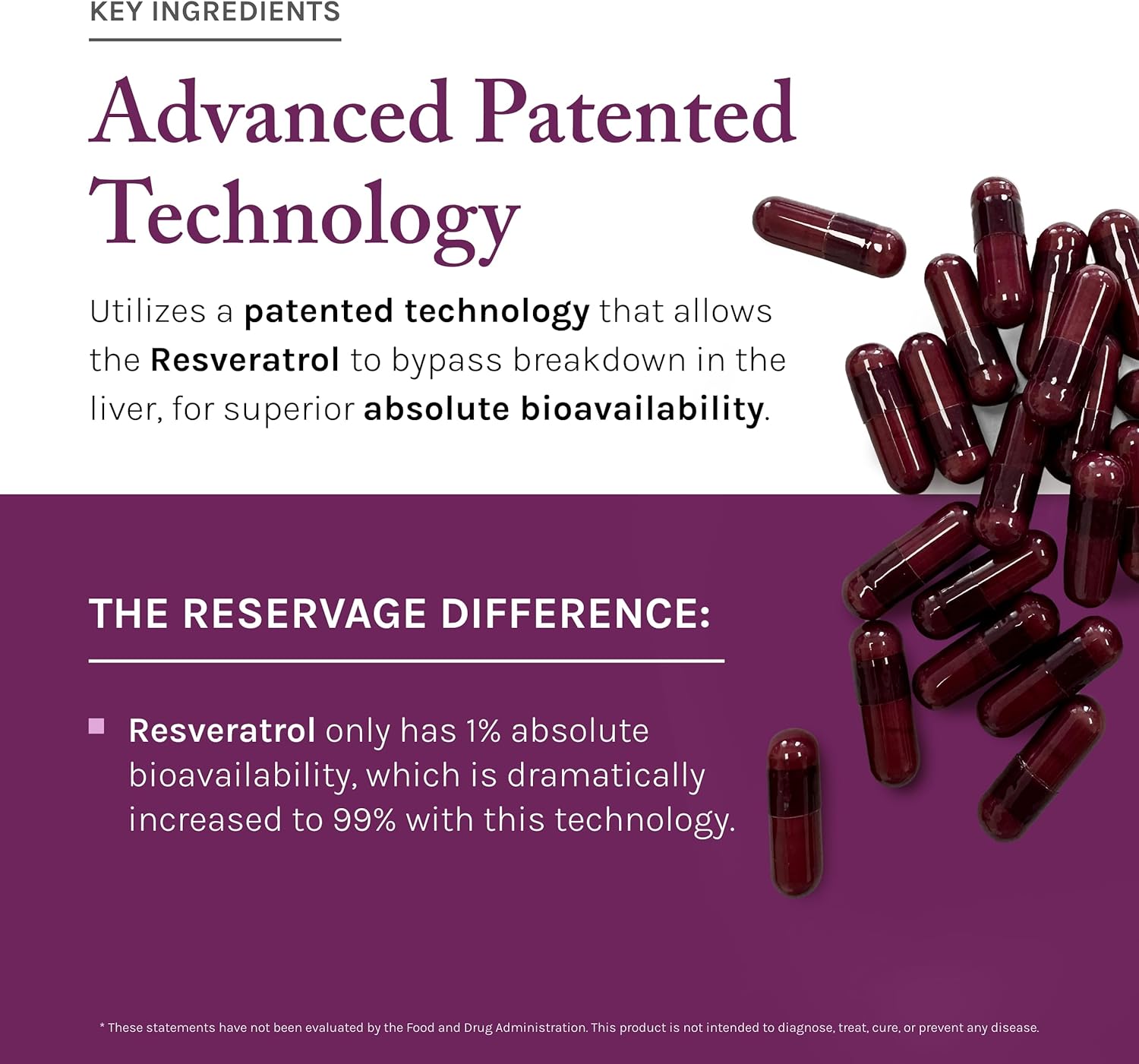 Beauty Resveratrol Plus+ 500mg Capsules with Quercetin for Immune & Brain Health