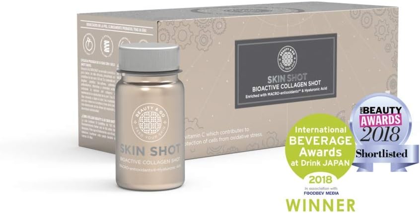 Beauty&GO Skin Shot - Liquid Collagen Supplement with Collagen 5000 mg, Hyaluronic Acid, Biotin, Niacin, Antioxidants, Vitamins - 10 Bottles x 100ml, Anti-ageing Beauty Drink