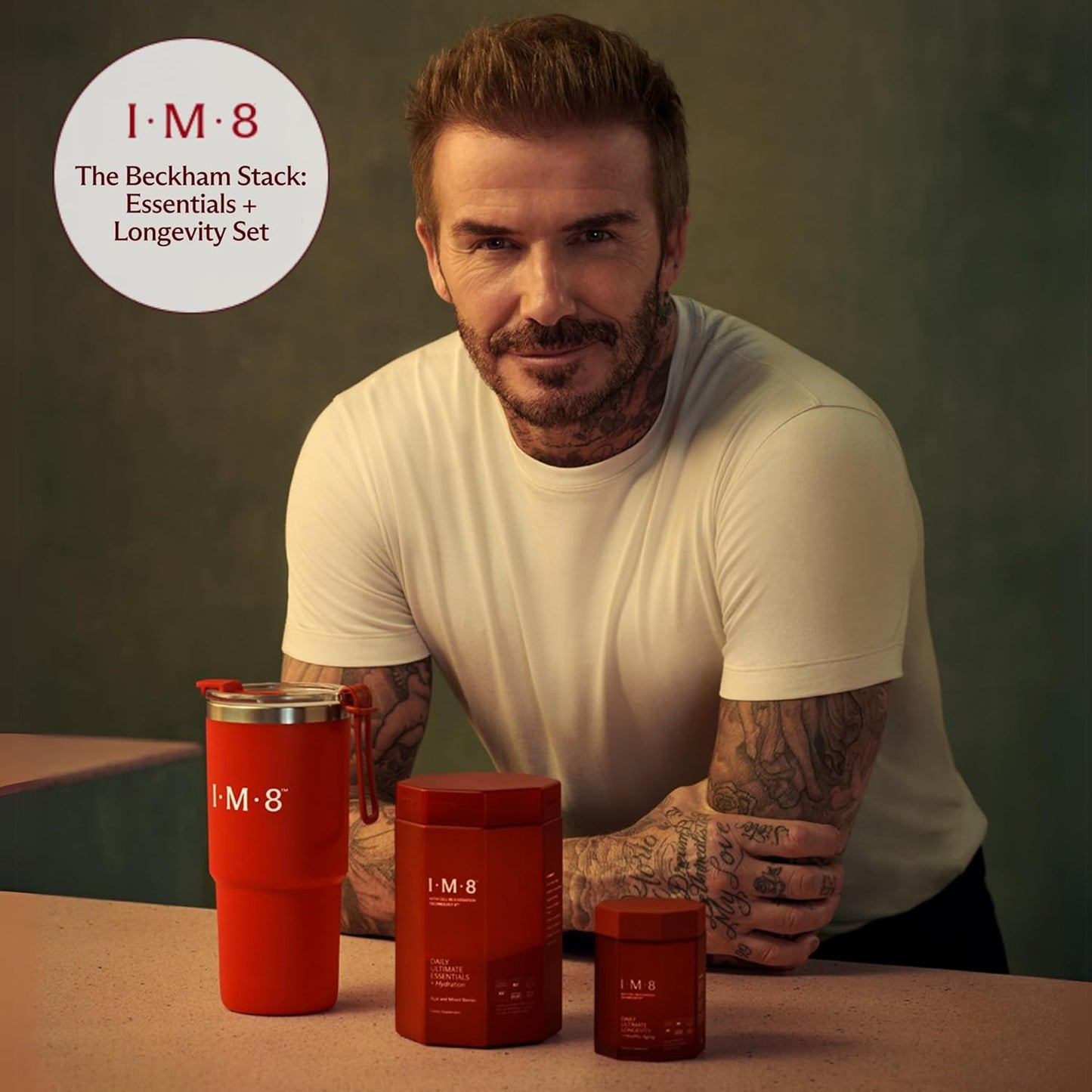 Beckham Stack Starter Kit: IM8 Longevity NAD & Essentials Multivitamin Powder for Anti Aging & Wellness (30 Servings)