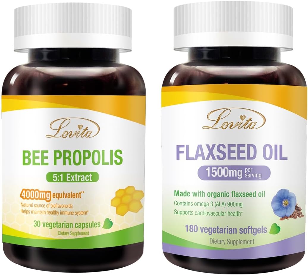Bee Propolis Capsule and Flaxseed Oil Nutrients Bundle for Improved Nutrition and Well-Being