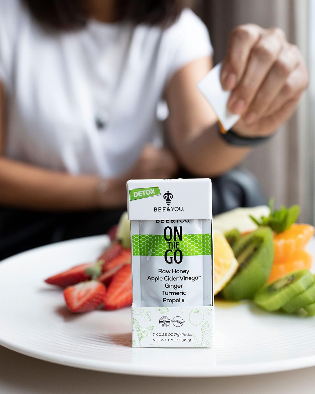 BEE & YOU Immune Support Supplement On The Go - Raw Honey, Propolis Extract, Apple Cider Vinegar, Ginger, Turmeric, Cinnamon - 7 Pack for Kids and Adults