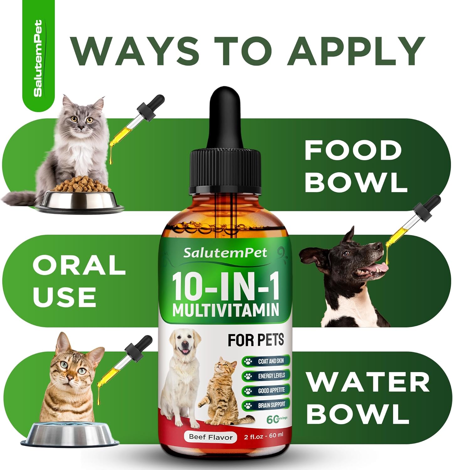 Beef Flavored Liquid Multivitamin for Dogs and Cats - Pet Vitamins and Supplements - 2 fl.oz Bottle