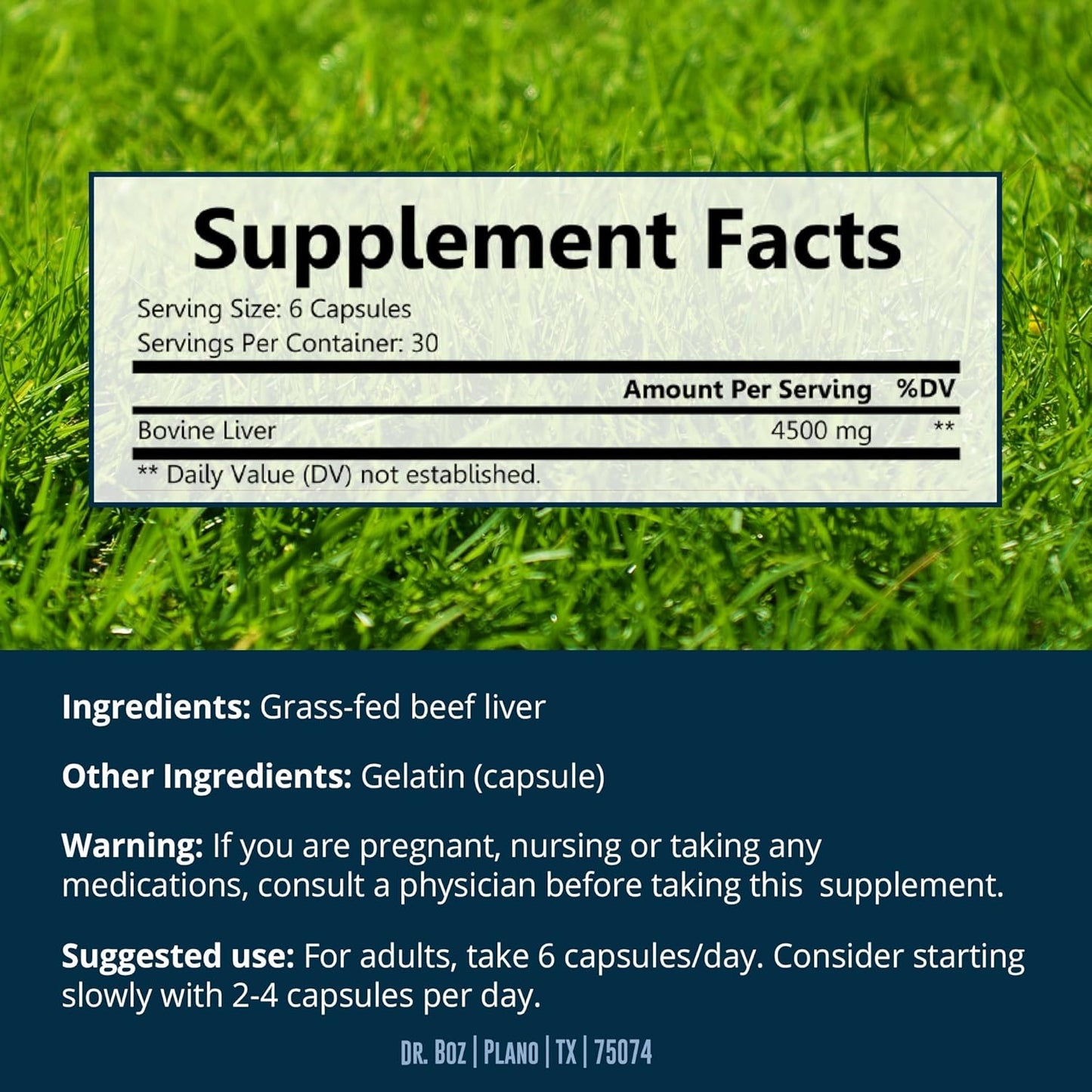 Beef Liver Capsules - 4500mg Cow Liver Supplement - Energy, Immunity & Health Support - Vitamin A, B12, Zinc & Iron - Grass Fed & Pasture Raised - Made in USA - 30 Servings