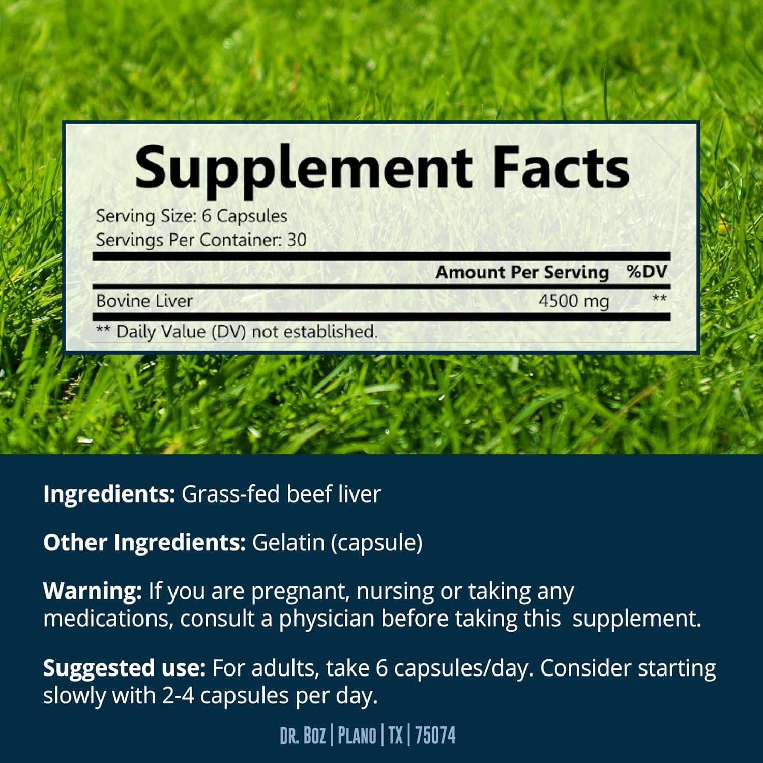 Beef Liver Capsules - 4500mg Cow Liver Supplement - Energy, Immunity & Health Support - Vitamin A, B12, Zinc & Iron - Grass Fed & Pasture Raised - Made in USA - 30 Servings