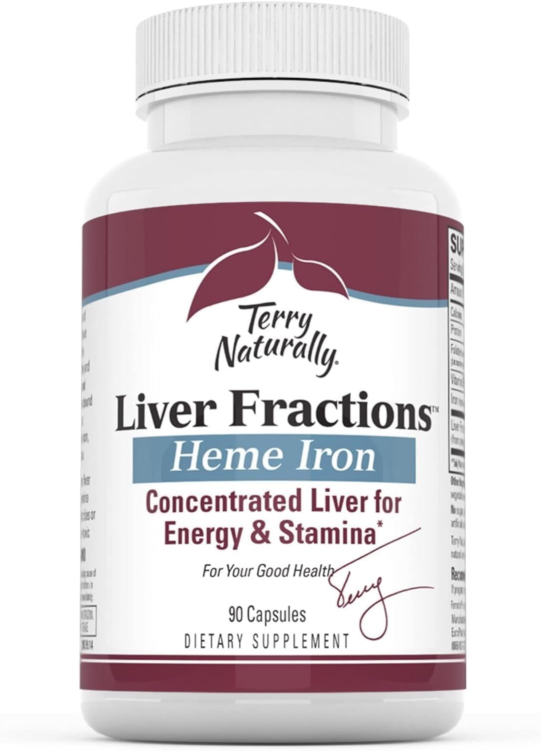 Beef Liver Concentrate Capsules - Natural Source of Heme Iron for Energy & Stamina - Non-GMO Liver Fractions - 90 Caps - 45 Servings