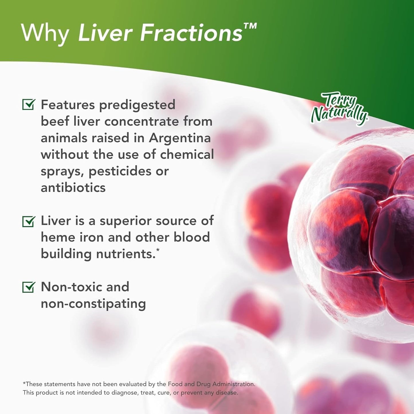 Beef Liver Concentrate Capsules - Natural Source of Heme Iron for Energy & Stamina - Non-GMO Liver Fractions - 90 Caps - 45 Servings