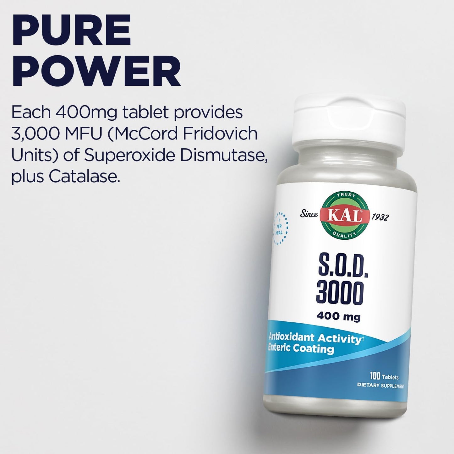 Beef Liver SOD Antioxidant Supplement 400mg - Super Antioxidant Support, Enteric Coated, 100 Tablets