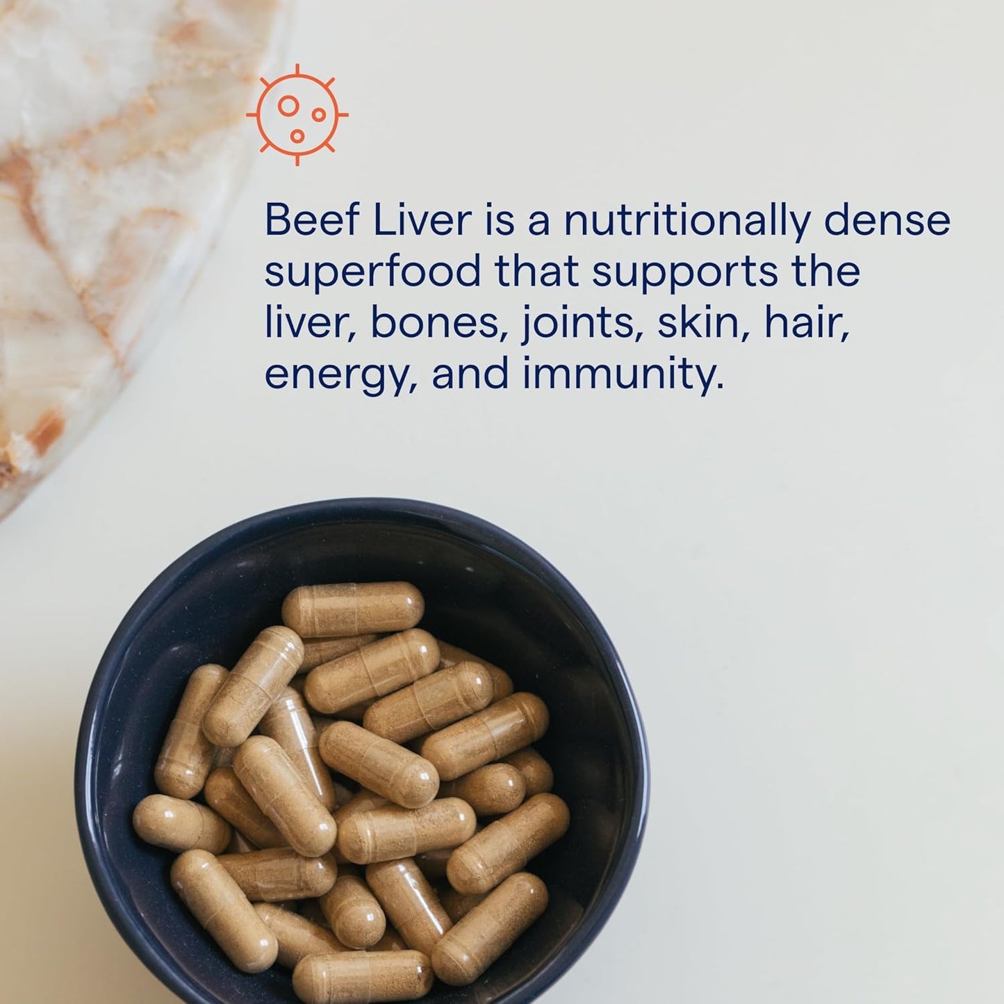 Beef Liver Trace Minerals Supplement for Bone Health, Energy & Immunity - 500mg Capsules - 180 Count - Supports Healthy Skin & Organs