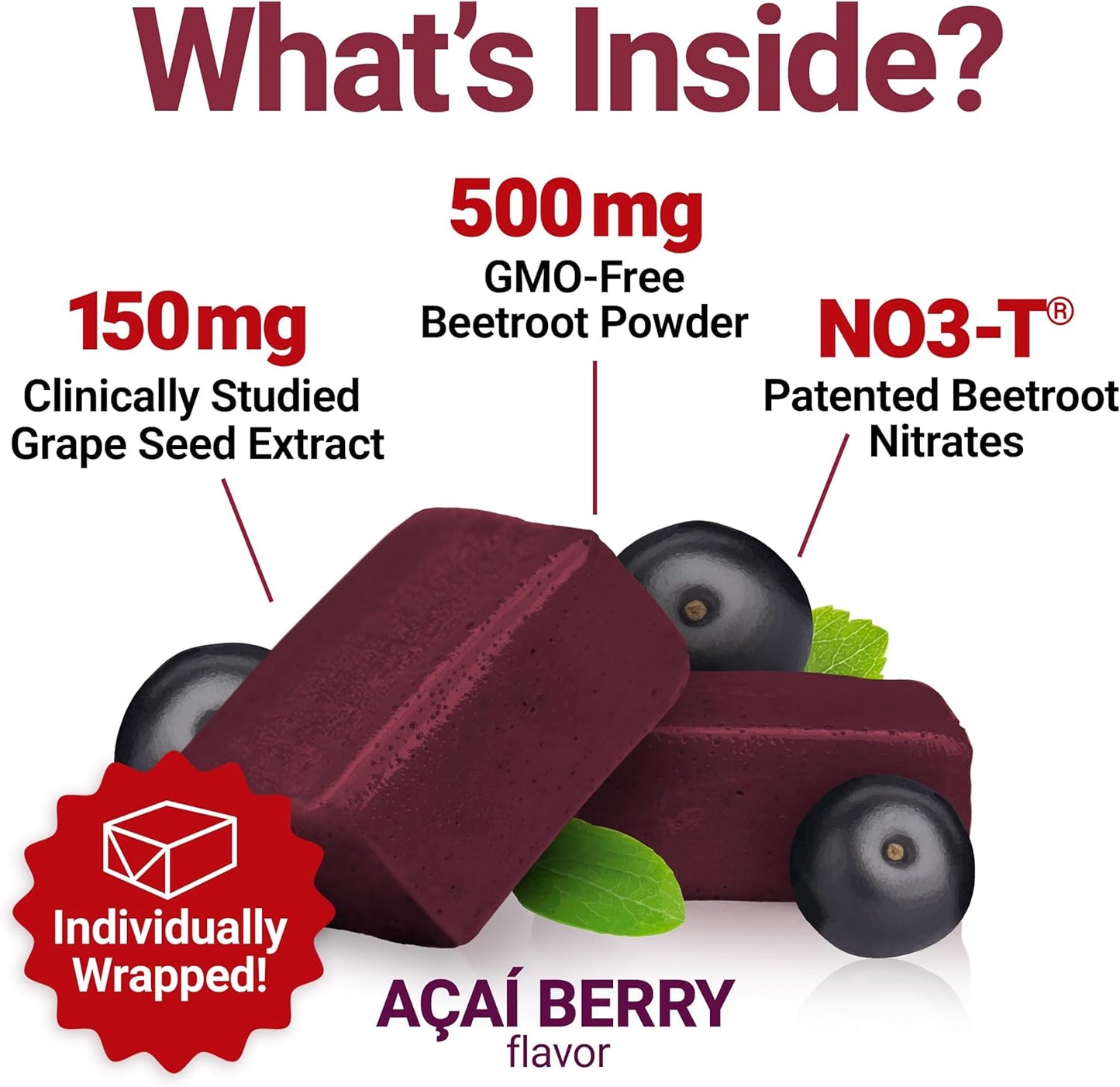 Beet Powder Chewables for Heart Health & Energy, 60 Chews - Force Factor Total Beets Blood Pressure Support with Nitric Oxide Boost