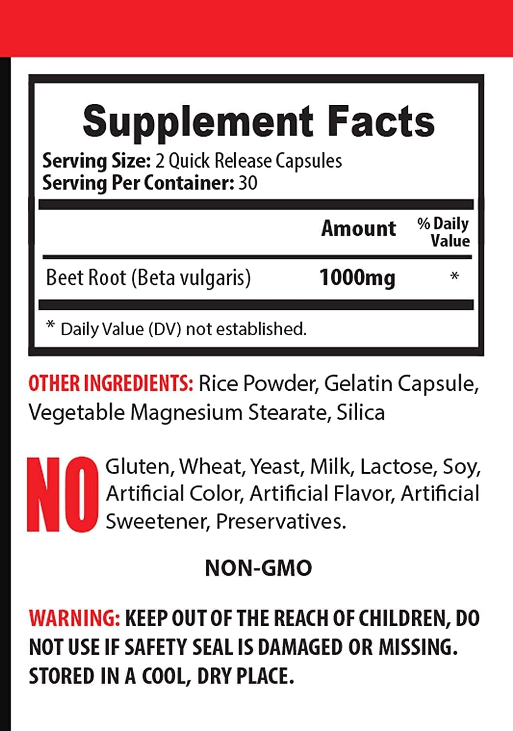 Beet Root 1000 MG Nitric Oxide Supplement for Immune System Support - 60 Tabs