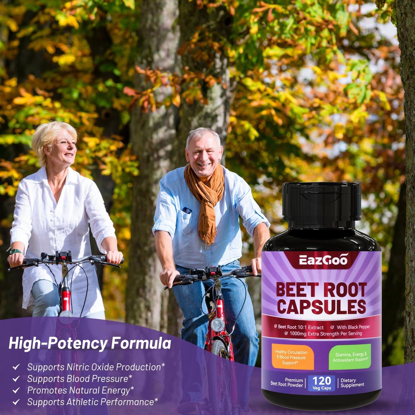 Beet Root Capsules 1000mg with Black Pepper Extract, Supports Nitric Oxide & Blood Pressure - 120 Count Non-GMO Vegan Formula