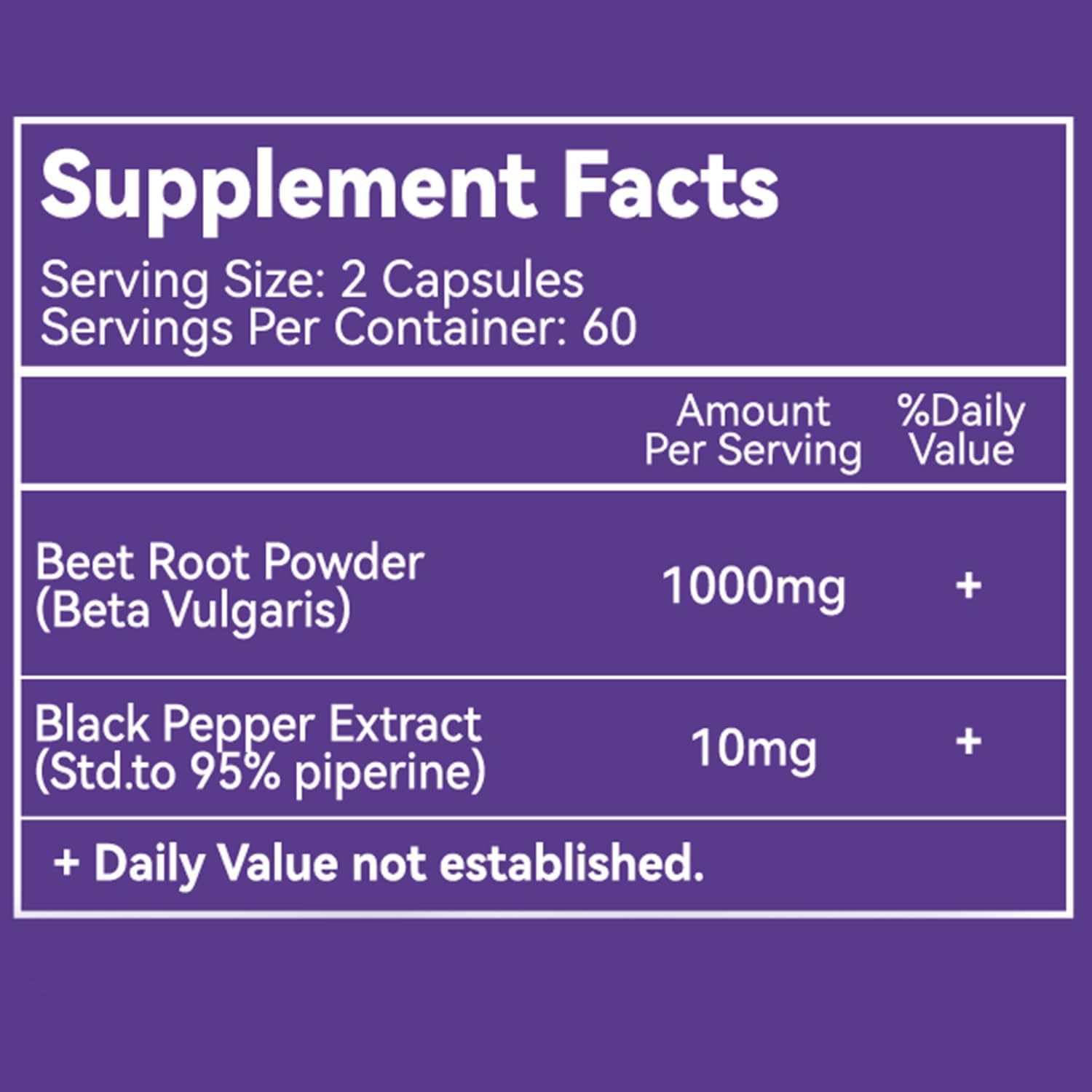 Beet Root Capsules 1000mg with Black Pepper Extract, Supports Nitric Oxide & Blood Pressure - 120 Count Non-GMO Vegan Formula