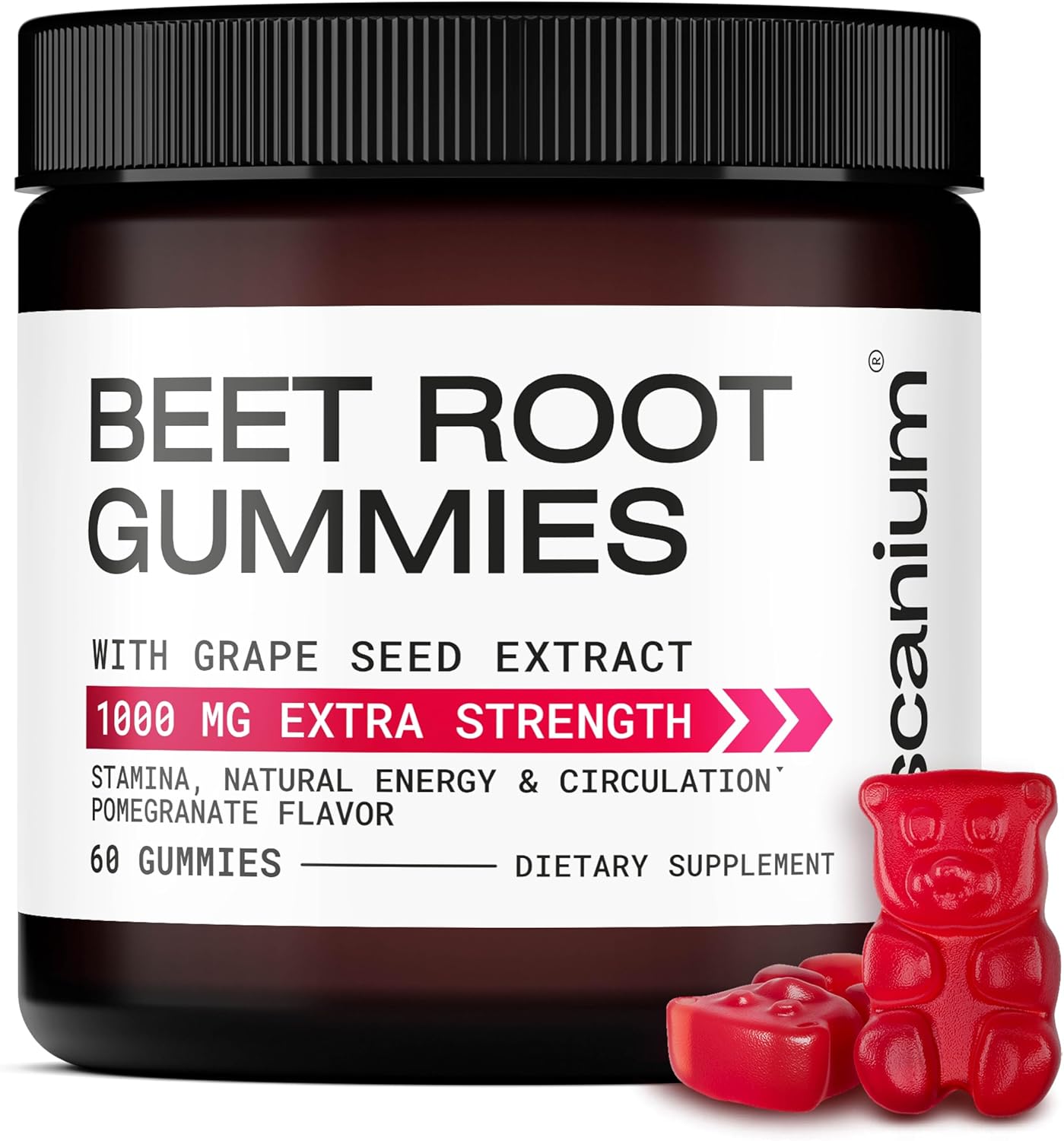 Beet Root & Grape Seed Gummies 1000mg - Supports Circulation, Energy, and Stamina - 60 Chews