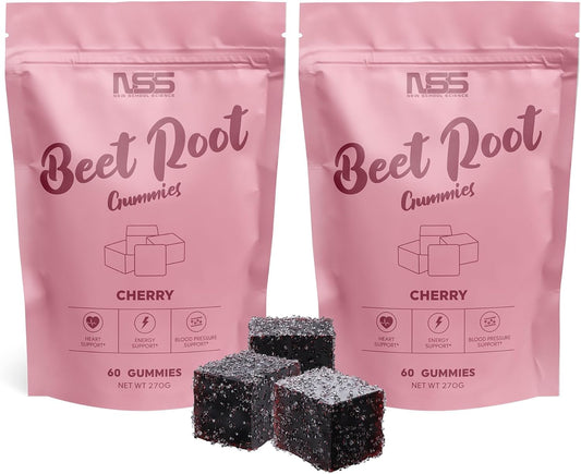 Beet Root Gummies with Cherry & Grape Seed Extract - Natural Color & Flavor - 120ct Beetroot Chews for Workout & Wellness