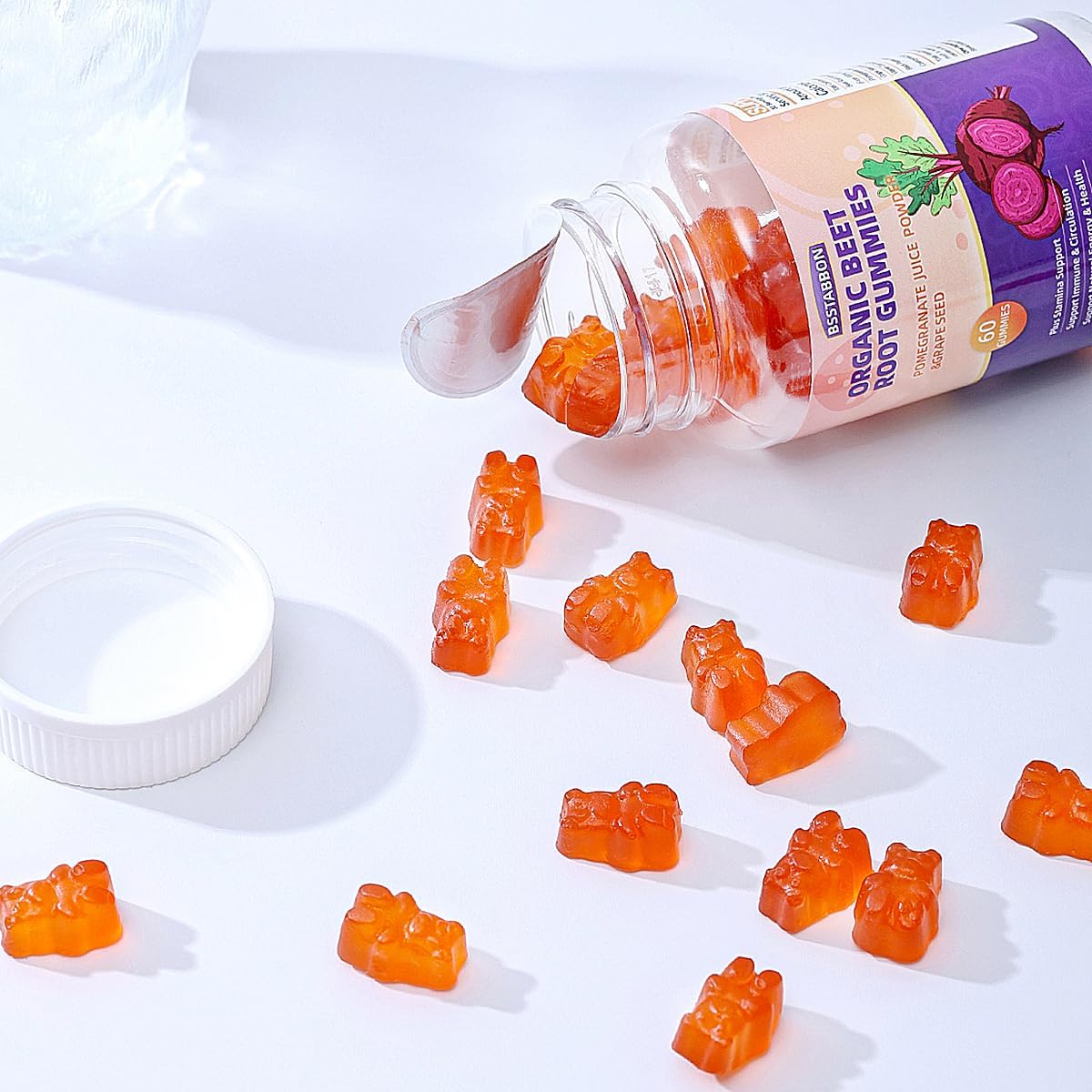 Beet Root Gummies with Pomegranate Juice and Grape Seed Extract for Men and Women - Non-GMO and Gluten-Free - 60 Gummies